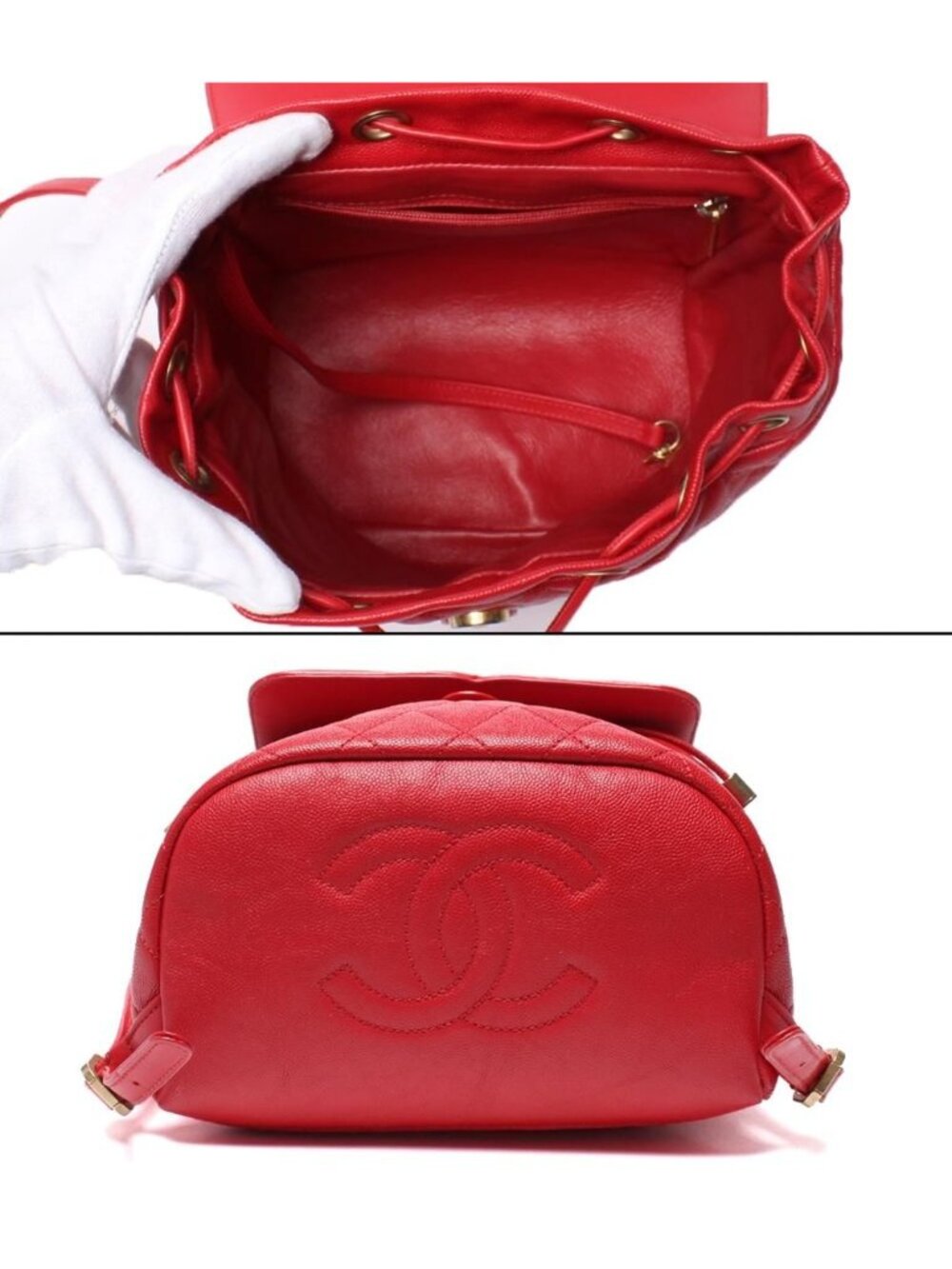 Chanel Backpack CC Filigree Caviar Leather Gold Quilted - Picture 3 of 10